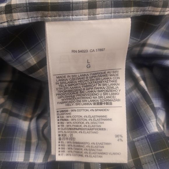 Banana Republic - Mens Casual Button Down Shirt - Large - Blue/Black Plaid - Picture 8 of 9